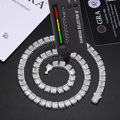 14mm S925 Moissanite Baguette Tennis Chain - Different Drips