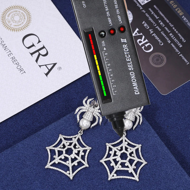 S925 Moissanite Diamond Spider Web Earrings - Different Drips