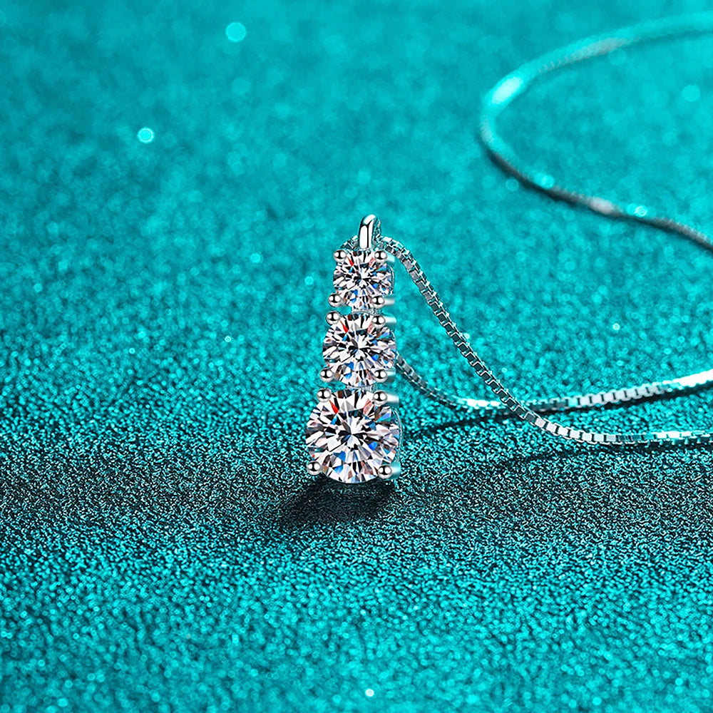 Women's S925 Layered Round Cut Moissanite Diamond Pendant - Different Drips