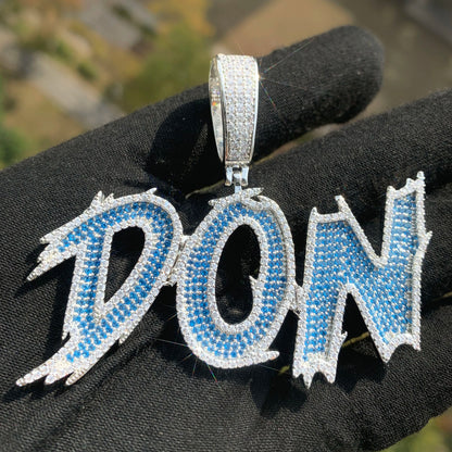 Iced Out Marker Script Custom Letter Name Pendant - Different Drips