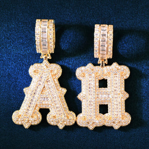 Baguette College Font Single Letter Pendant - Different Drips