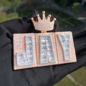 Rigid Crowned Baguette Custom Letter Pendant - Different Drips