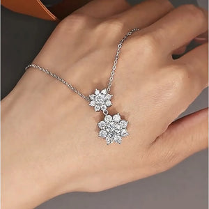 Women's S925 Moissanite Diamond Double Flower Pendant - Different Drips