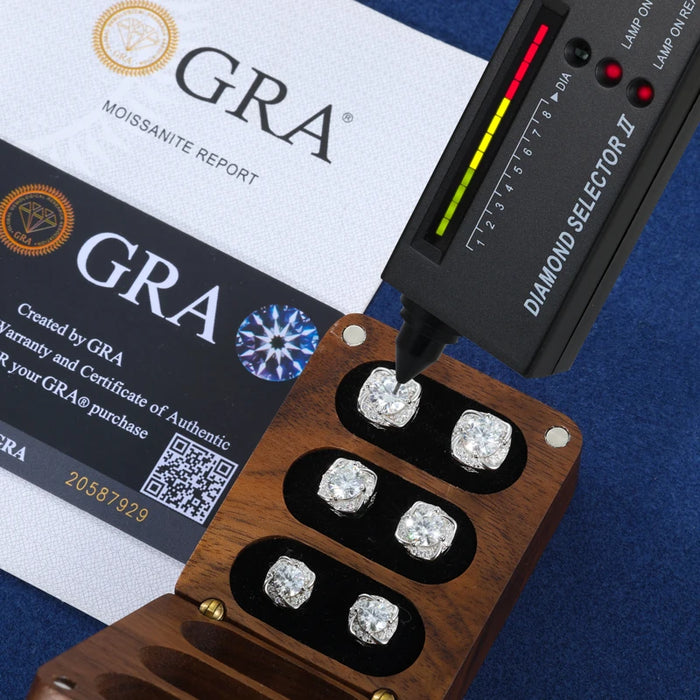 S925 Moissanite Diamond Cushion Halo Stud Earrings - Different Drips