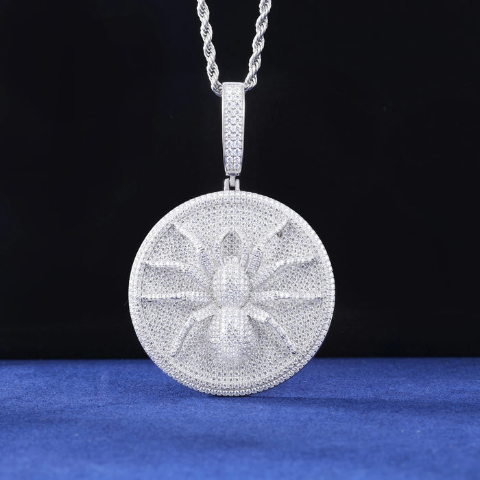 Iced Moissanite Spider Medallion Pendant - Different Drips