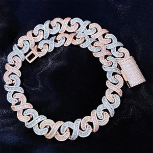 15mm Two Tone Baguette Infinity Link Chain - Different Drips