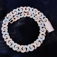 Thumbnail for 15mm Two Tone Baguette Infinity Link Chain - Different Drips