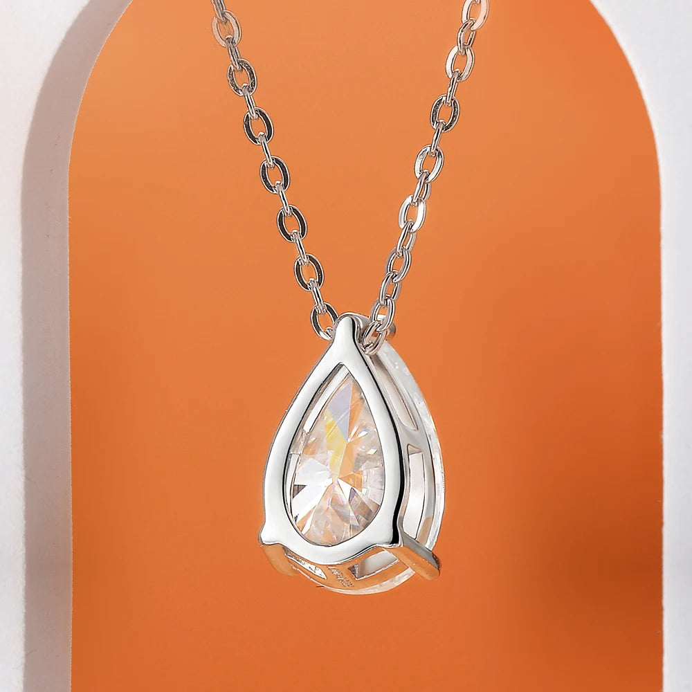 Women's S925 Teardrop Moissanite Pendant - Different Drips