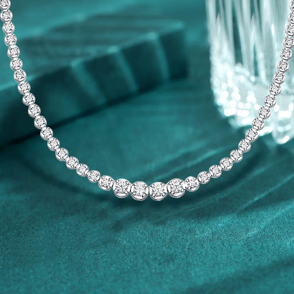 Women's S925 Moissanite Curved Tennis Necklace - Different Drips