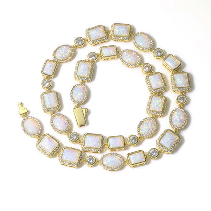 Iced White Opal Cluster Chain - Different Drips