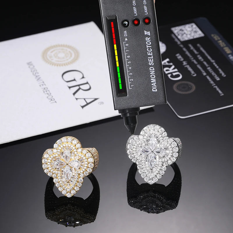 S925 Moissanite Cluster Cocktail Ring - Different Drips