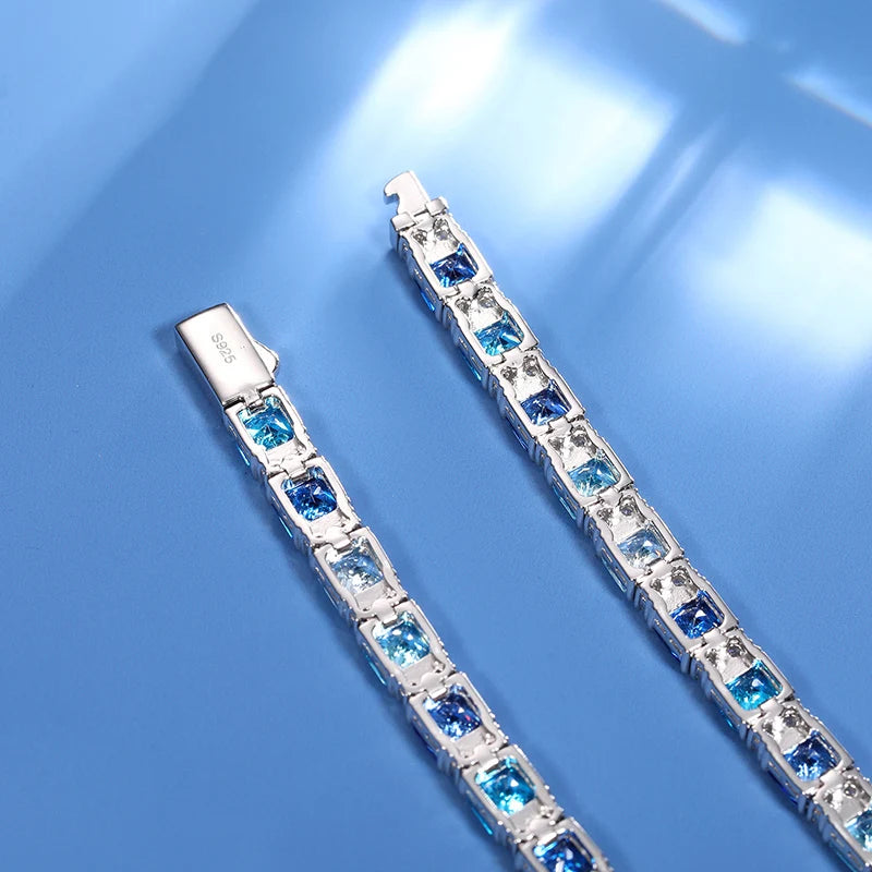 6mm S925 Blue Moissanite Tennis Bracelet - Different Drips