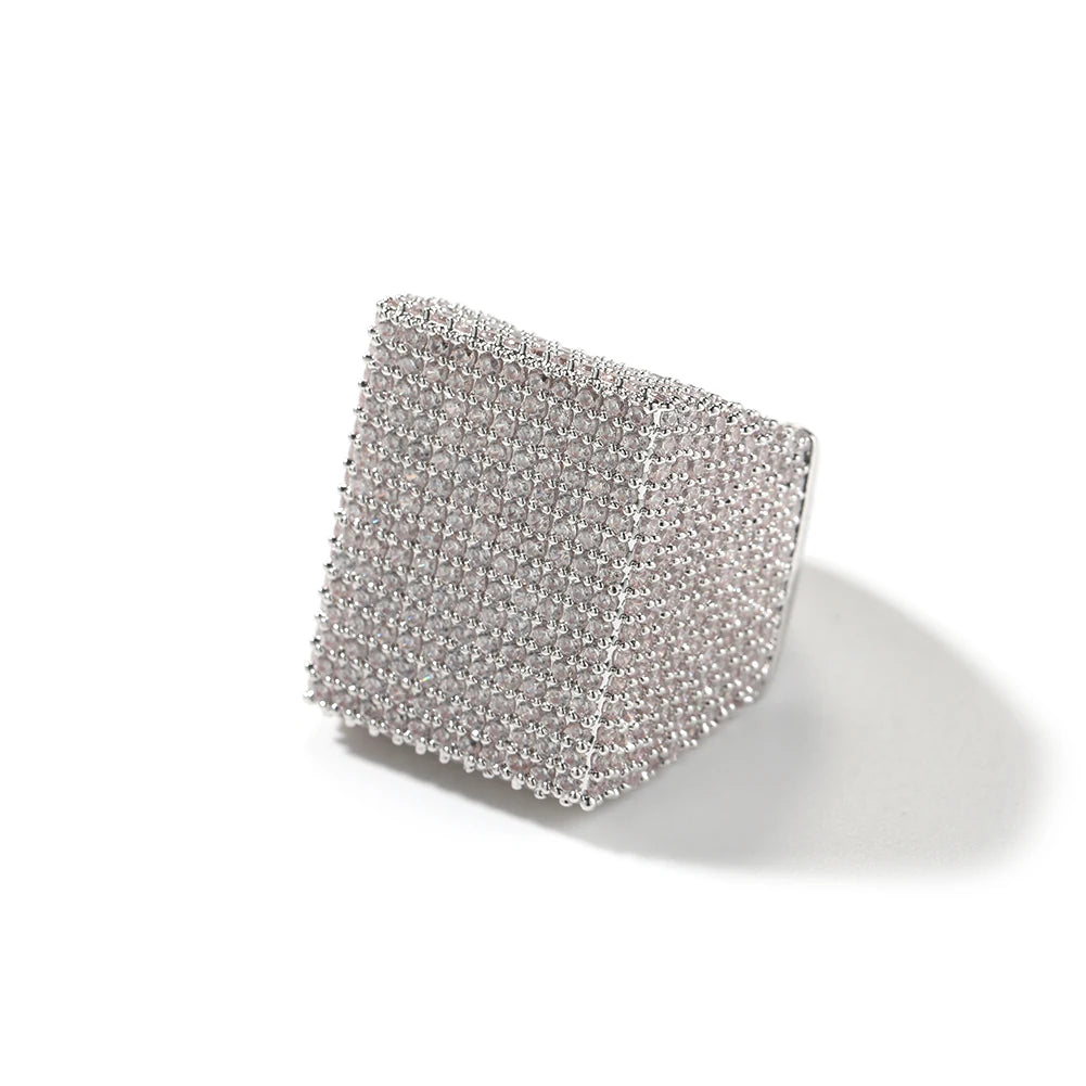 Iced Out Square Signet Ring - Different Drips