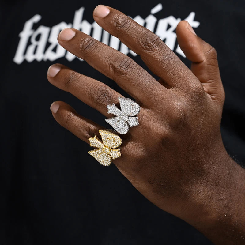 Winged Cross Moissanite Pave Ring - Different Drips