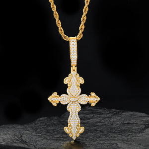 S925 Moissanite Diamond Clover Cross Pendant - Different Drips