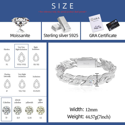 925 Sterling Silver Iced Moissanite Thorn Bracelet - Different Drips