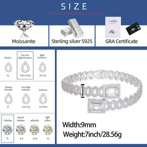 Emerald-Cut Moissanite Cuban-Link Cuff Bracelet - Different Drips