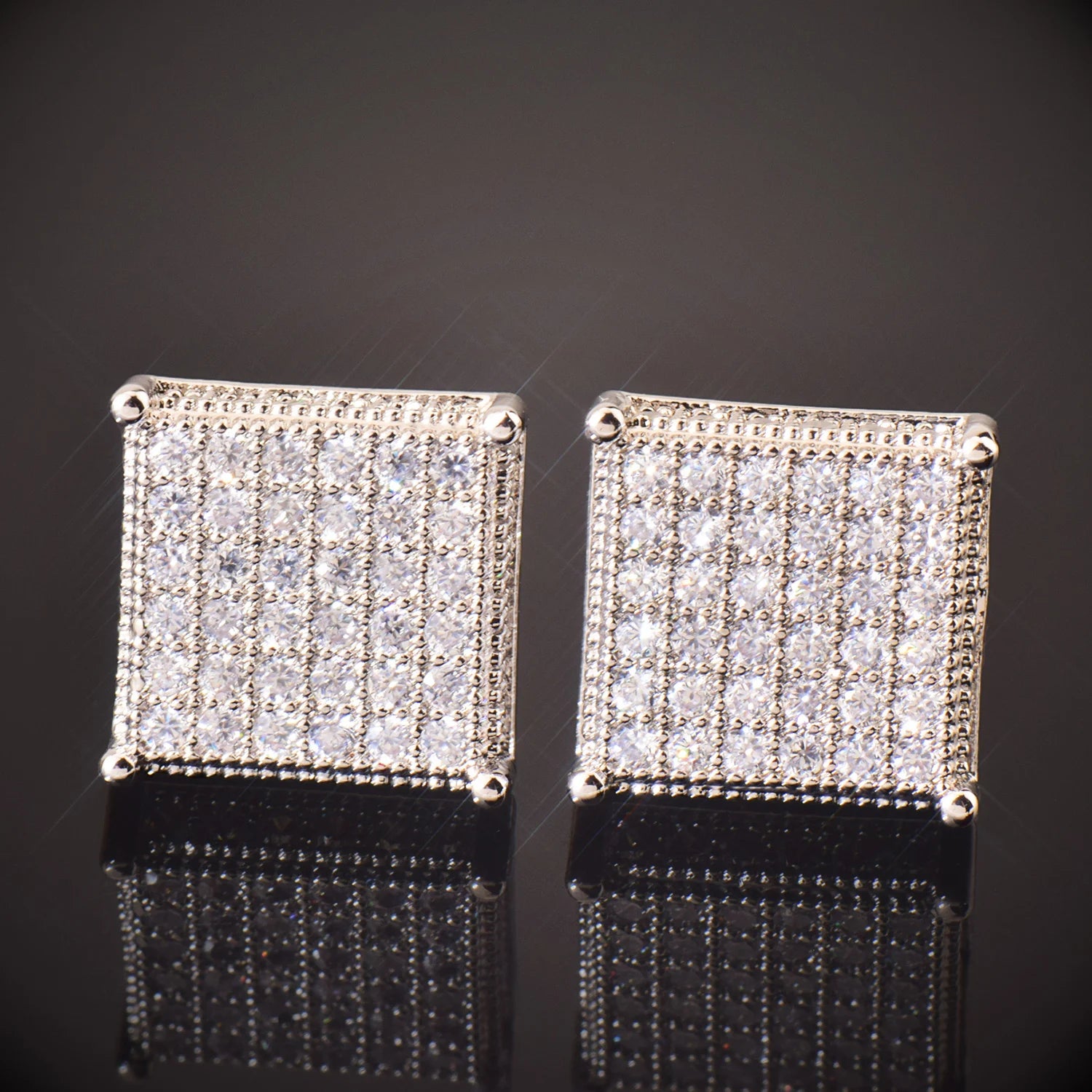 11mm Square Cut Pave Earrings - Different Drips