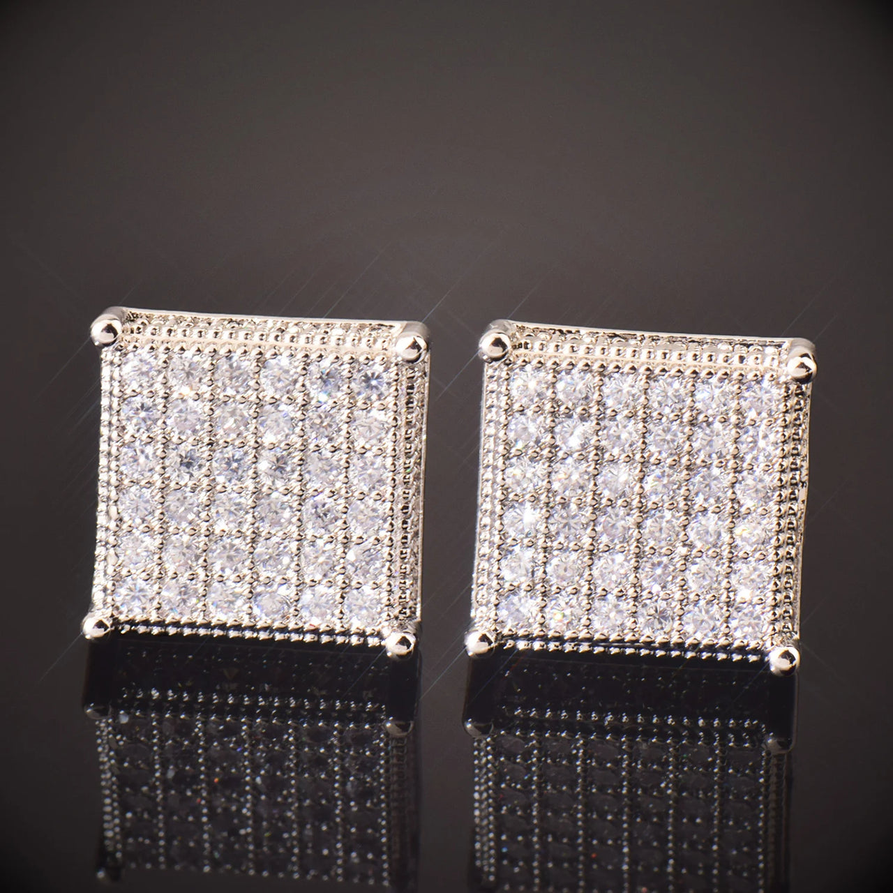 11mm Square Cut Pave Earrings - Different Drips