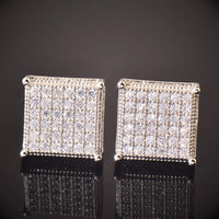 Thumbnail for 11mm Square Cut Pave Earrings - Different Drips