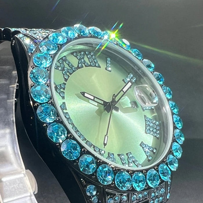 Bust Down Aqua Roman Watch - Different Drips