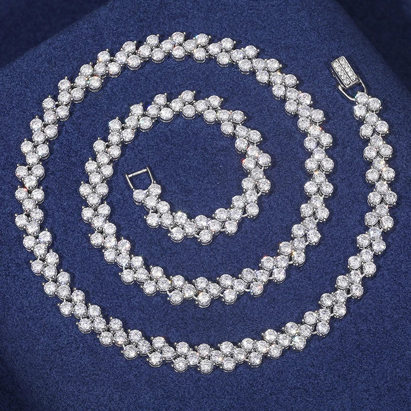 6mm S925 Moissanite Diamond V Cluster Chain - Different Drips
