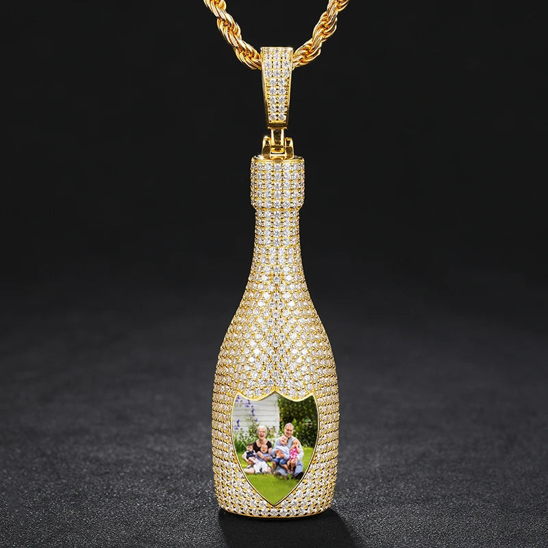 S925 Moissanite Bottle Custom Picture Pendant - Different Drips