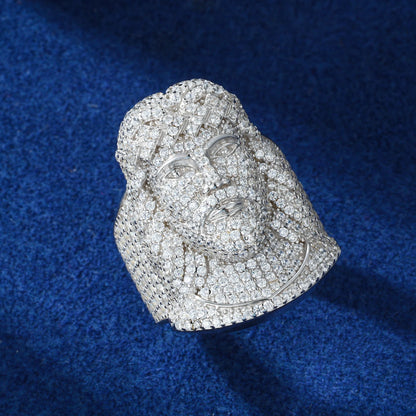 S925 Moissanite Iced Jesus Piece Ring - Different Drips