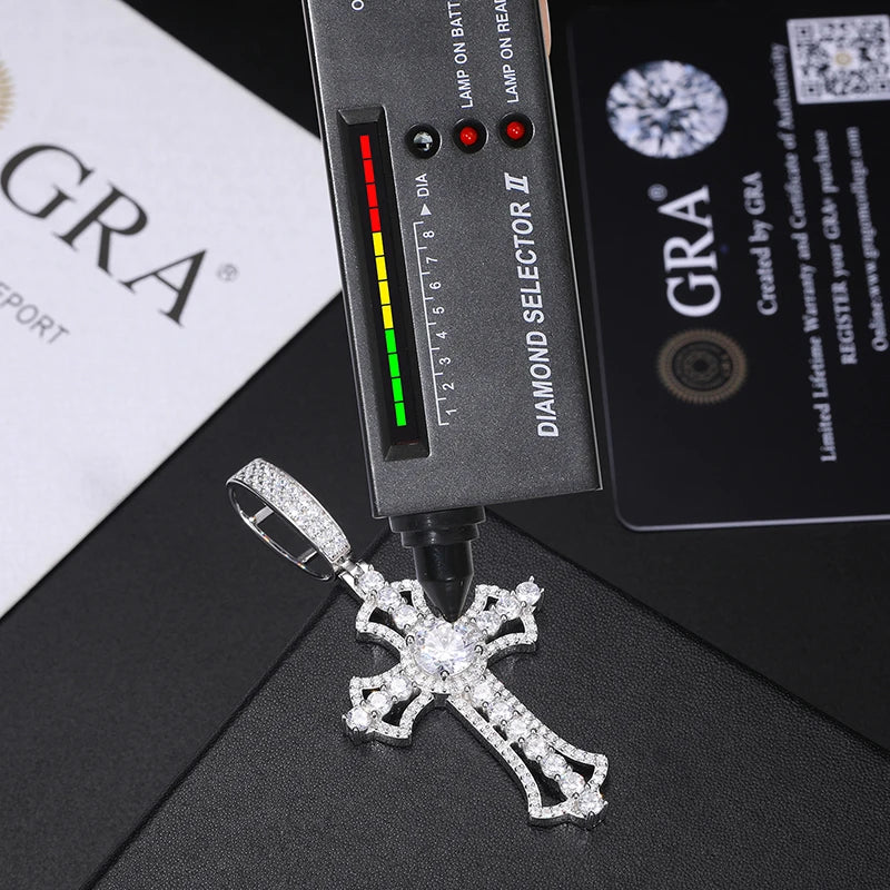 S925 Moissanite Celestial Cruciform Cross Pendant - Different Drips