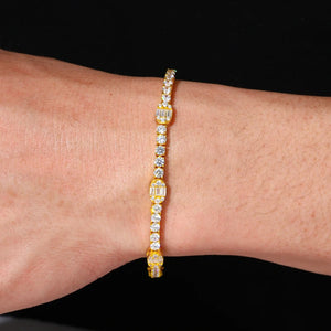 S925 Moissanite Baguette Accented Tennis Bracelet - Different Drips
