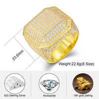 Thumbnail for S925 Moissanite Diamond Square Signet Ring - Different Drips
