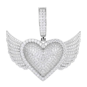 S925 Moissanite Winged Heart Pendant - Different Drips