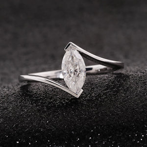 1CT Women's S925 Moissanite Diamond Marquise Cut Ring - Different Drips