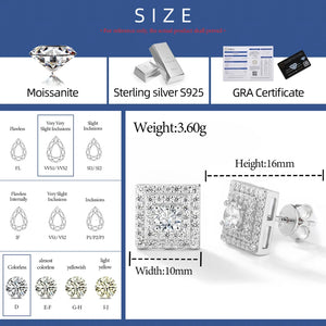 Square Pavé Halo Moissanite Stud Earrings - Different Drips