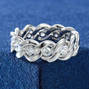 Cuban Link Moissanite Eternity Band Ring - Different Drips