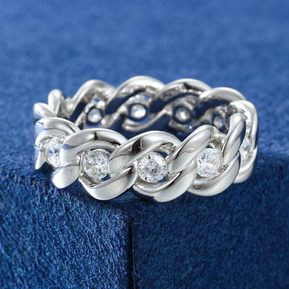 Cuban Link Moissanite Eternity Band Ring - Different Drips