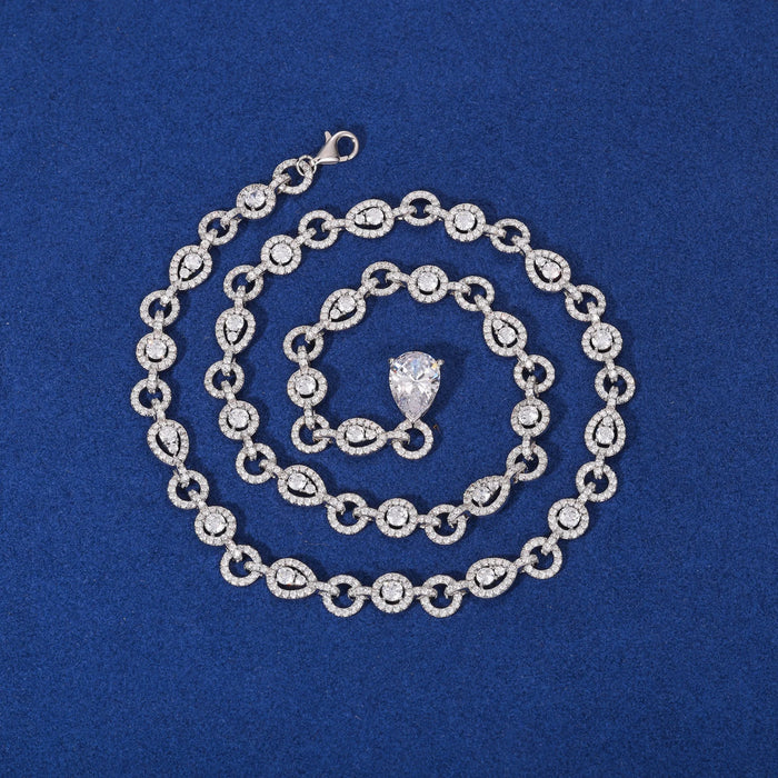 S925 Moissanite Diamond Double-Circle Link Necklace - Different Drips