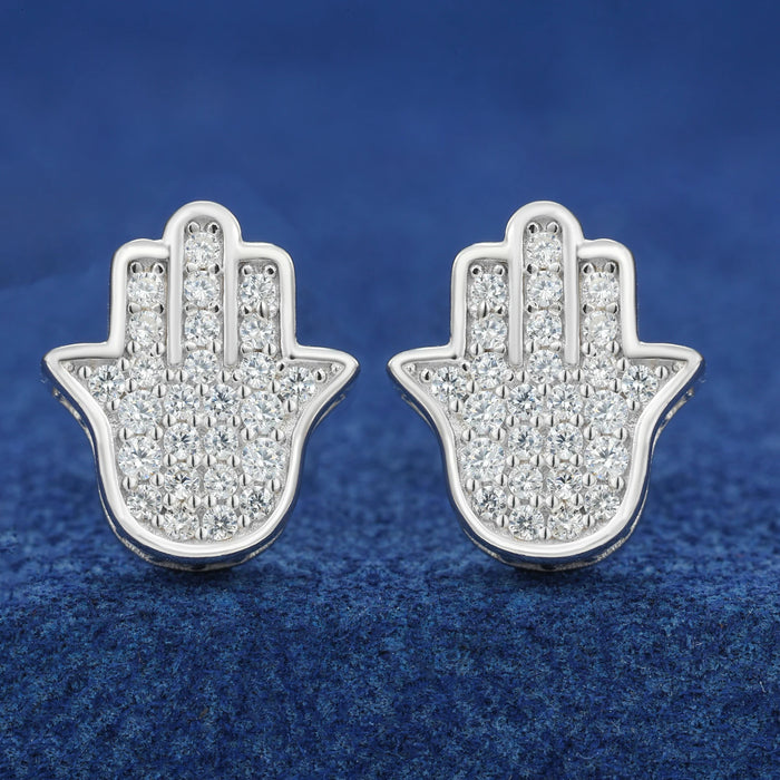 S925 Iced Hamsa Moissanite Stud Earrings - Different Drips