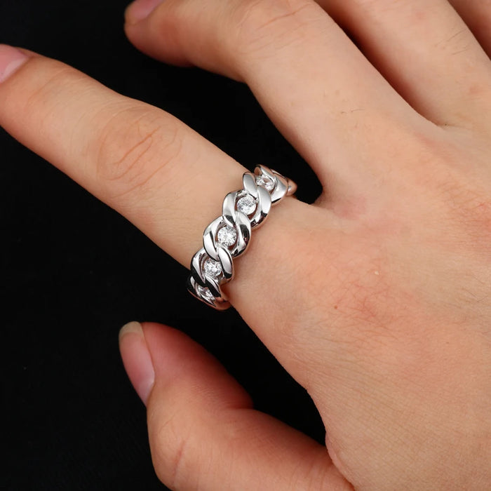 Cuban Link Moissanite Eternity Band Ring - Different Drips