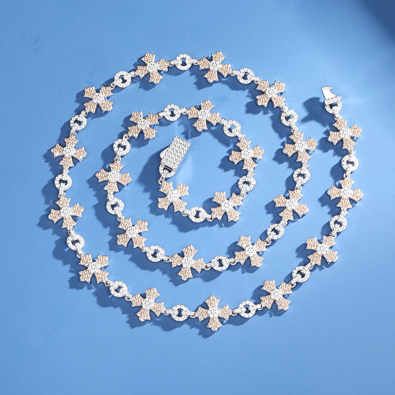 12mm S925 Moissanite Flared Cross Link Chain - Different Drips