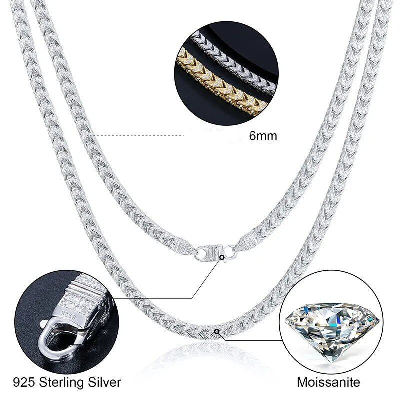 6mm S925 Moissanite Franco Link Chain - Different Drips