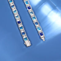 Thumbnail for 7mm S925 Blue Baguette Moissanite Diamond Tennis Chain - Different Drips