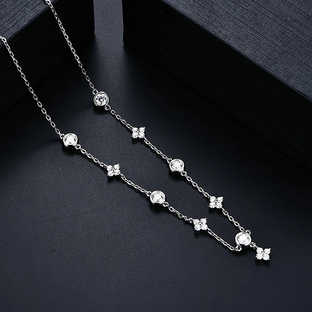 3.5mm Women's S925 Moissanite Diamond Stationed Necklace - Different Drips