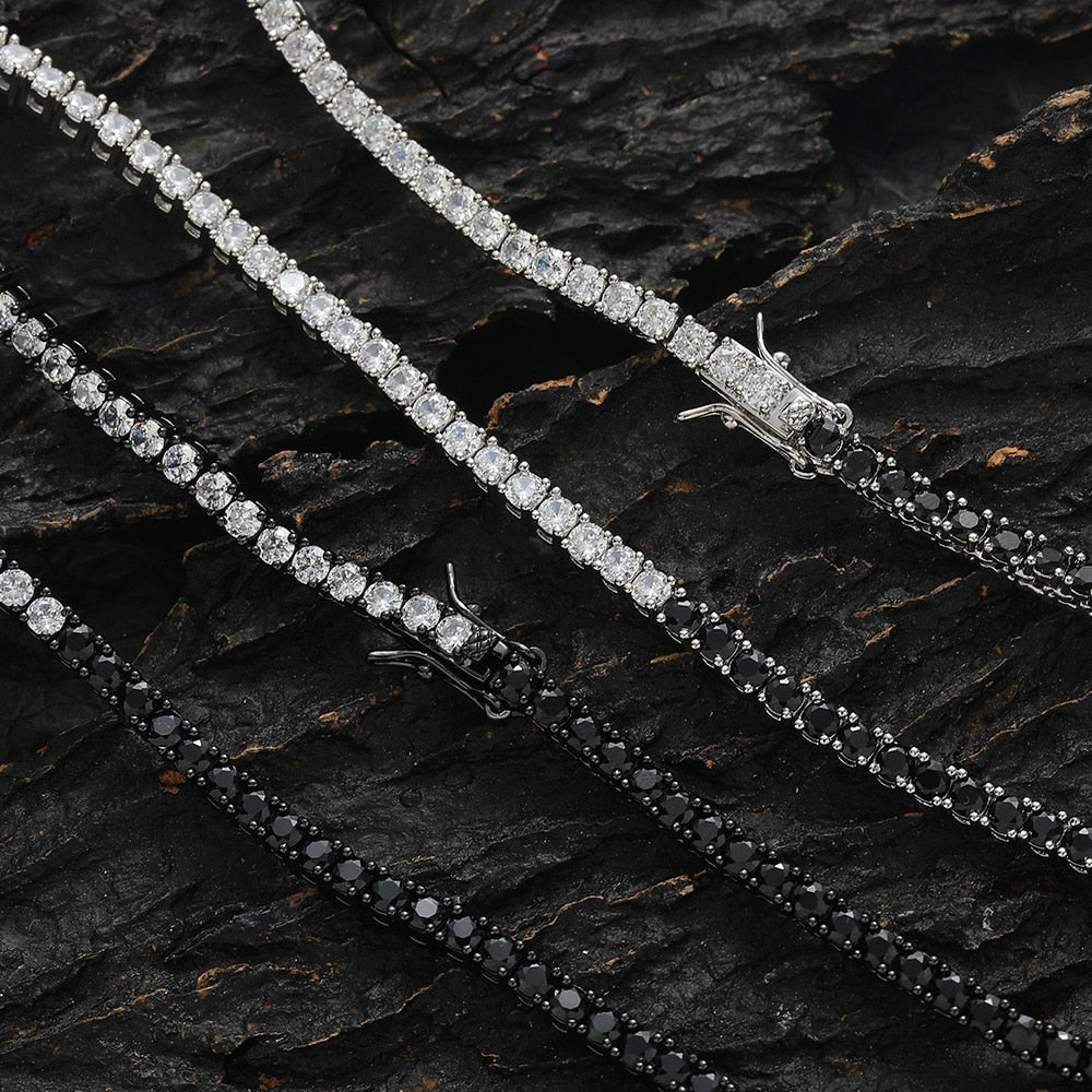 3mm White & Black Tennis Chain - Different Drips