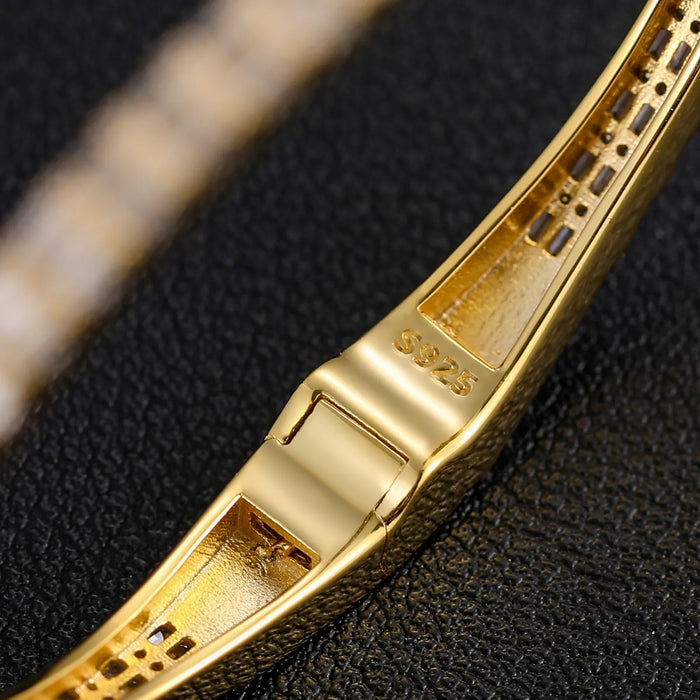 4mm S925 Moissanite Baguette Bangle Bracelet - Different Drips