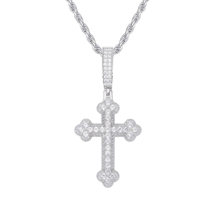 S925 Moissanite Round-Tipped Cross Pendant - Different Drips