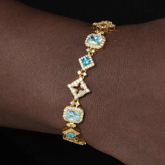 13mm Ice Blue Halo Link Bracelet - Different Drips