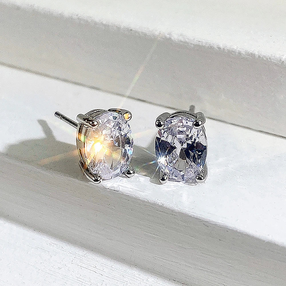 Women's S925 Oval Cut Moissanite Diamond Stud Earrings - Different Drips