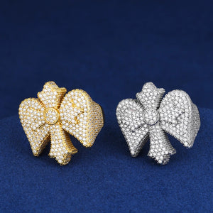 Winged Cross Moissanite Pave Ring - Different Drips