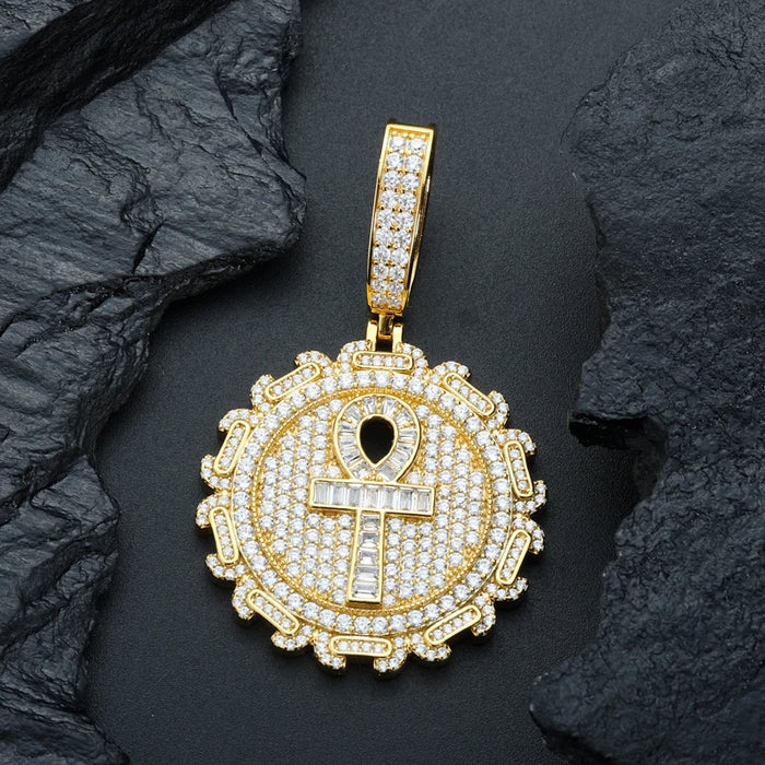 S925 Moissanite Ankh Medallion Pendant - Different Drips